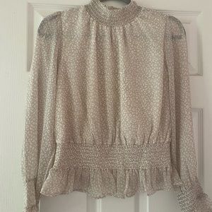 Tan and white faint cheetah printed blouse